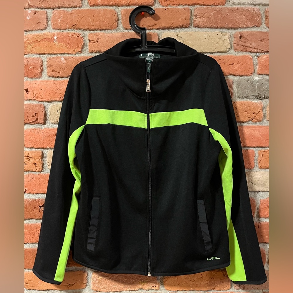 Ralph Lauren Black Jacket with Green Accents. Size L